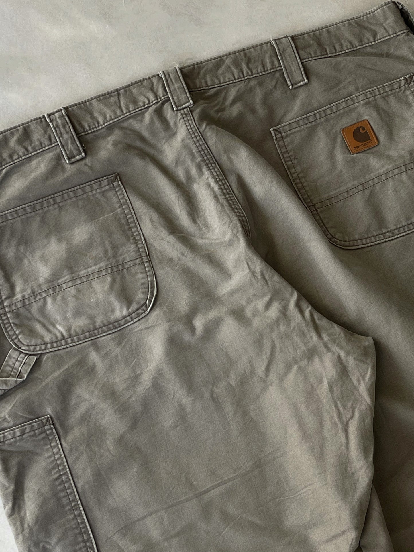 CARHARTT BEIGE THRASHED CARPENTER PANTS