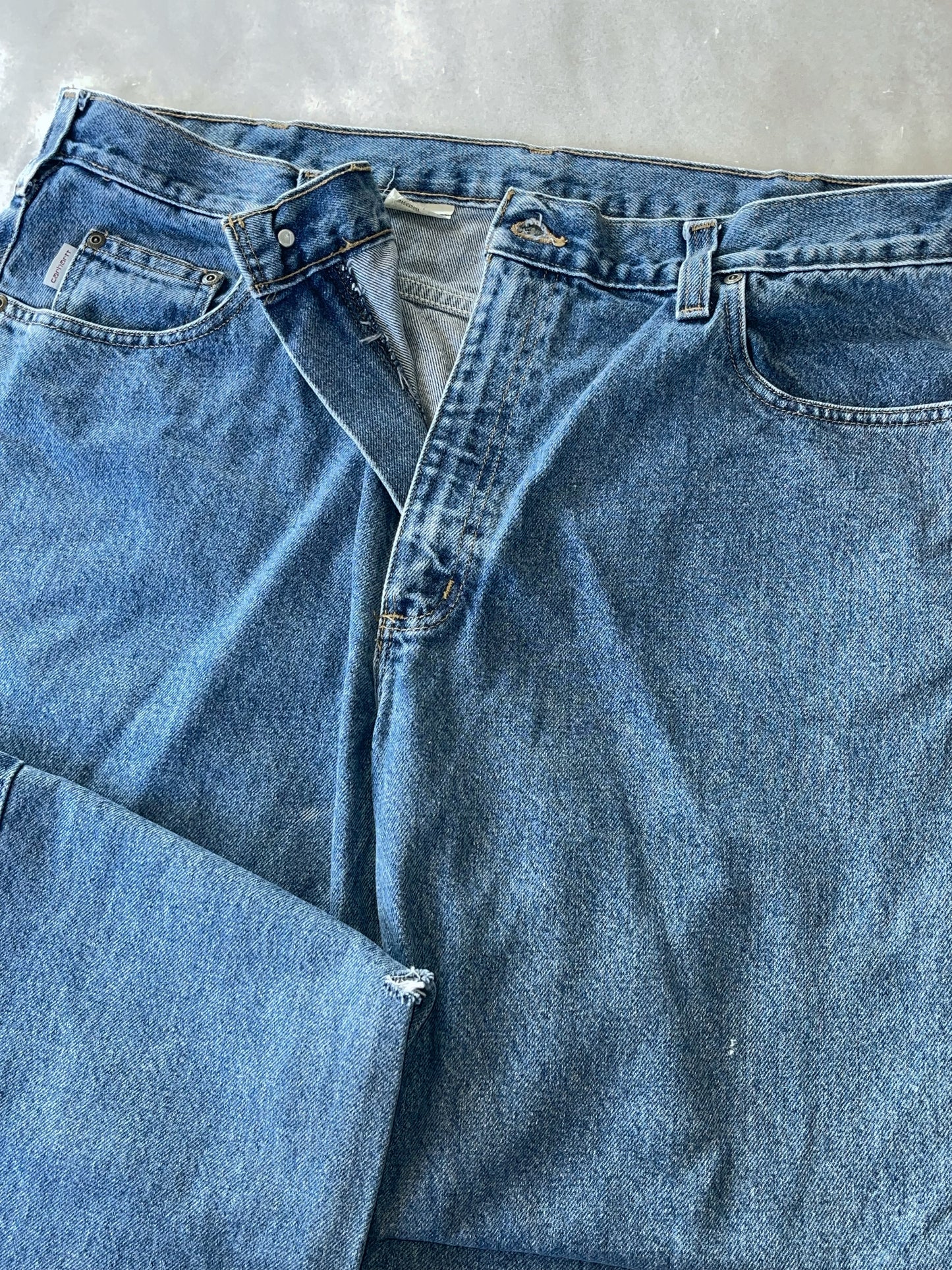 CARHARTT DENIM THRASHED PANTS