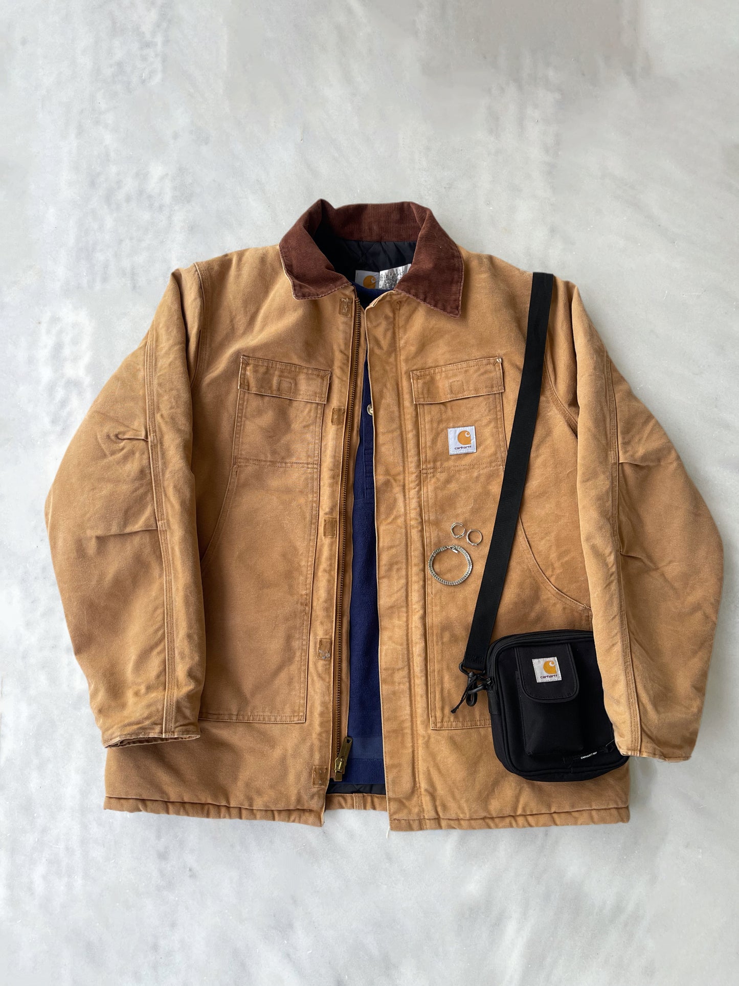 CARHARTT 1999 VINTAGE BROWN CANVAS ARCTIC QUILT LINED JACKET