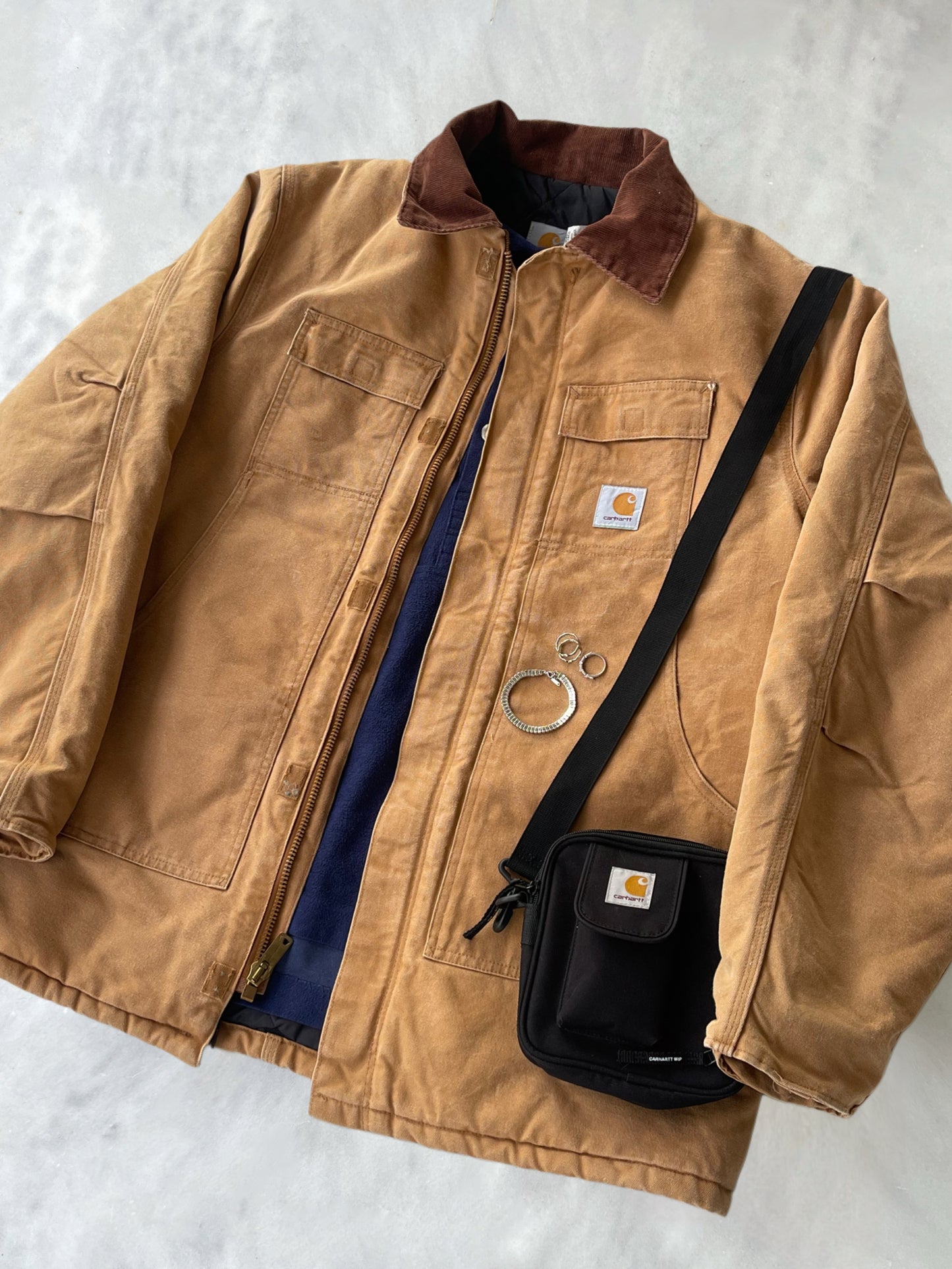 CARHARTT 1999 VINTAGE BROWN CANVAS ARCTIC QUILT LINED JACKET