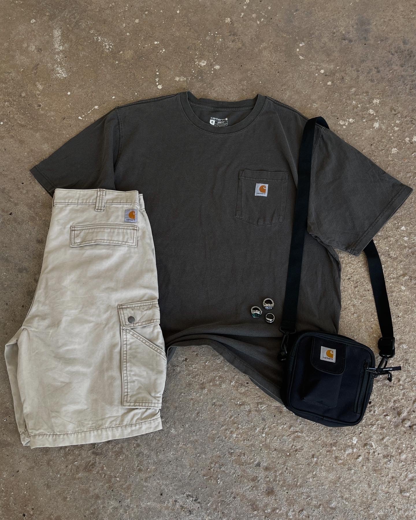 CARHARTT RETRO KHAKI GREEN POCKET T-SHIRT