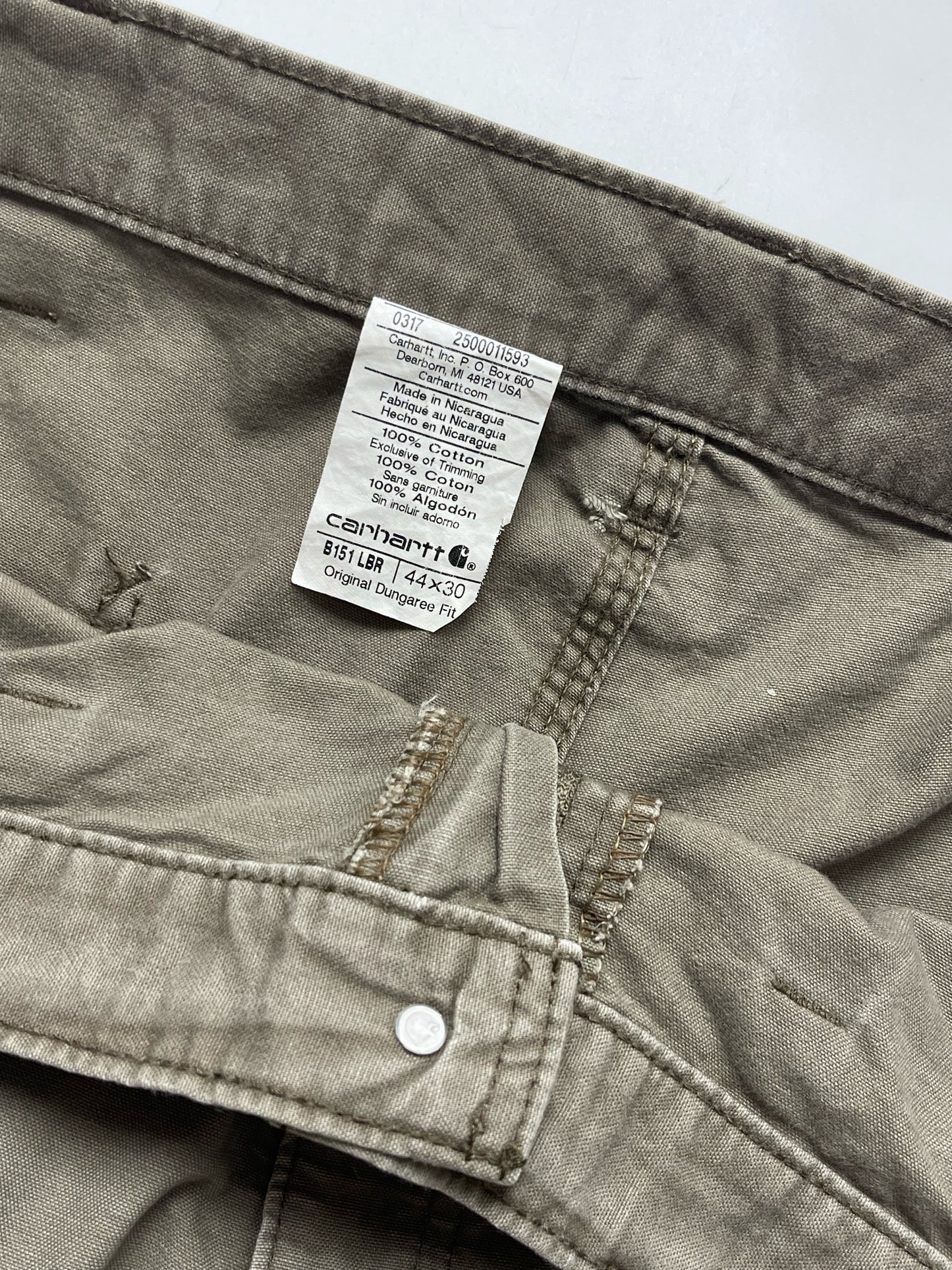 CARHARTT BEIGE THRASHED CARPENTER PANTS