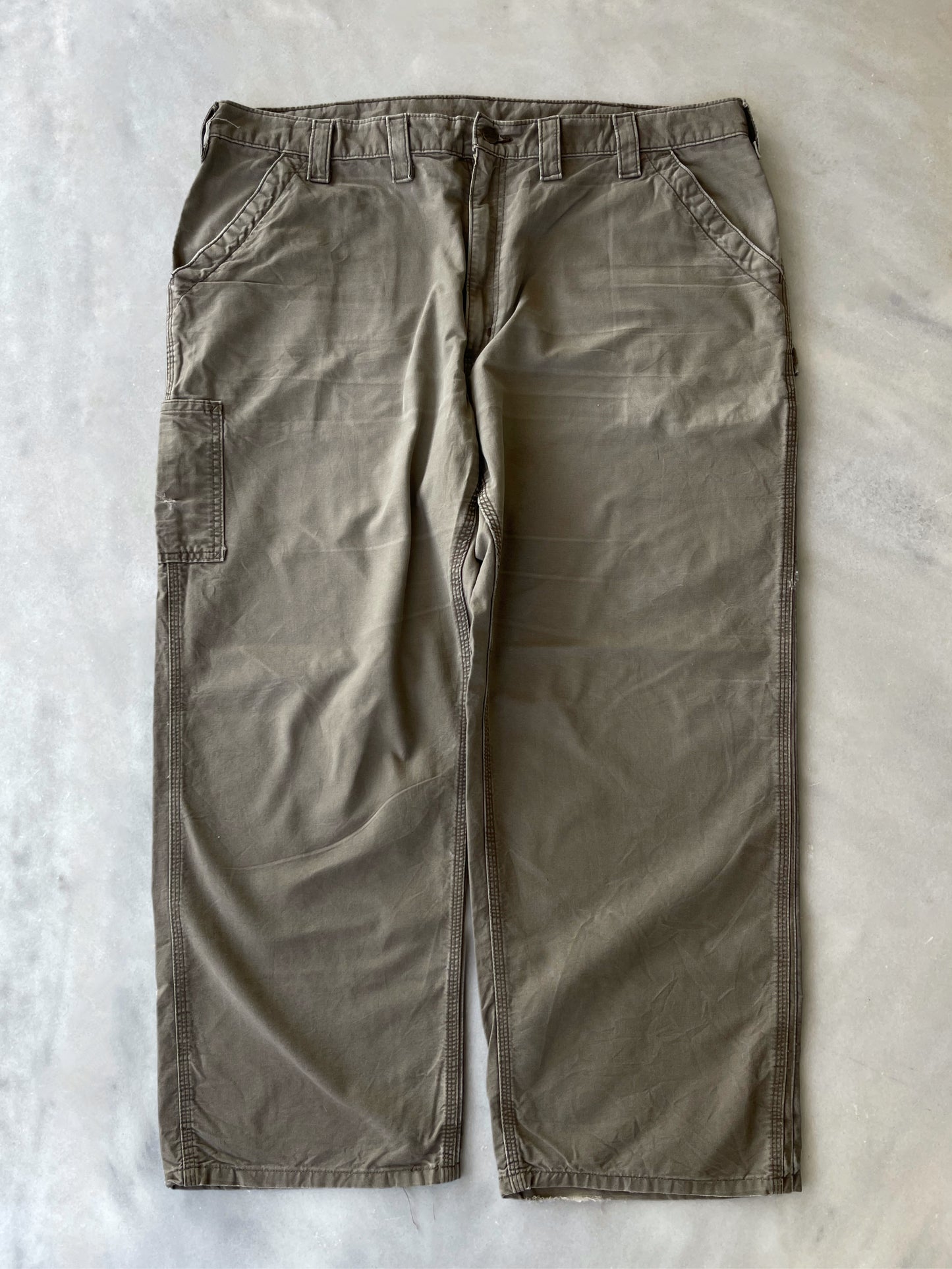 CARHARTT BEIGE THRASHED CARPENTER PANTS