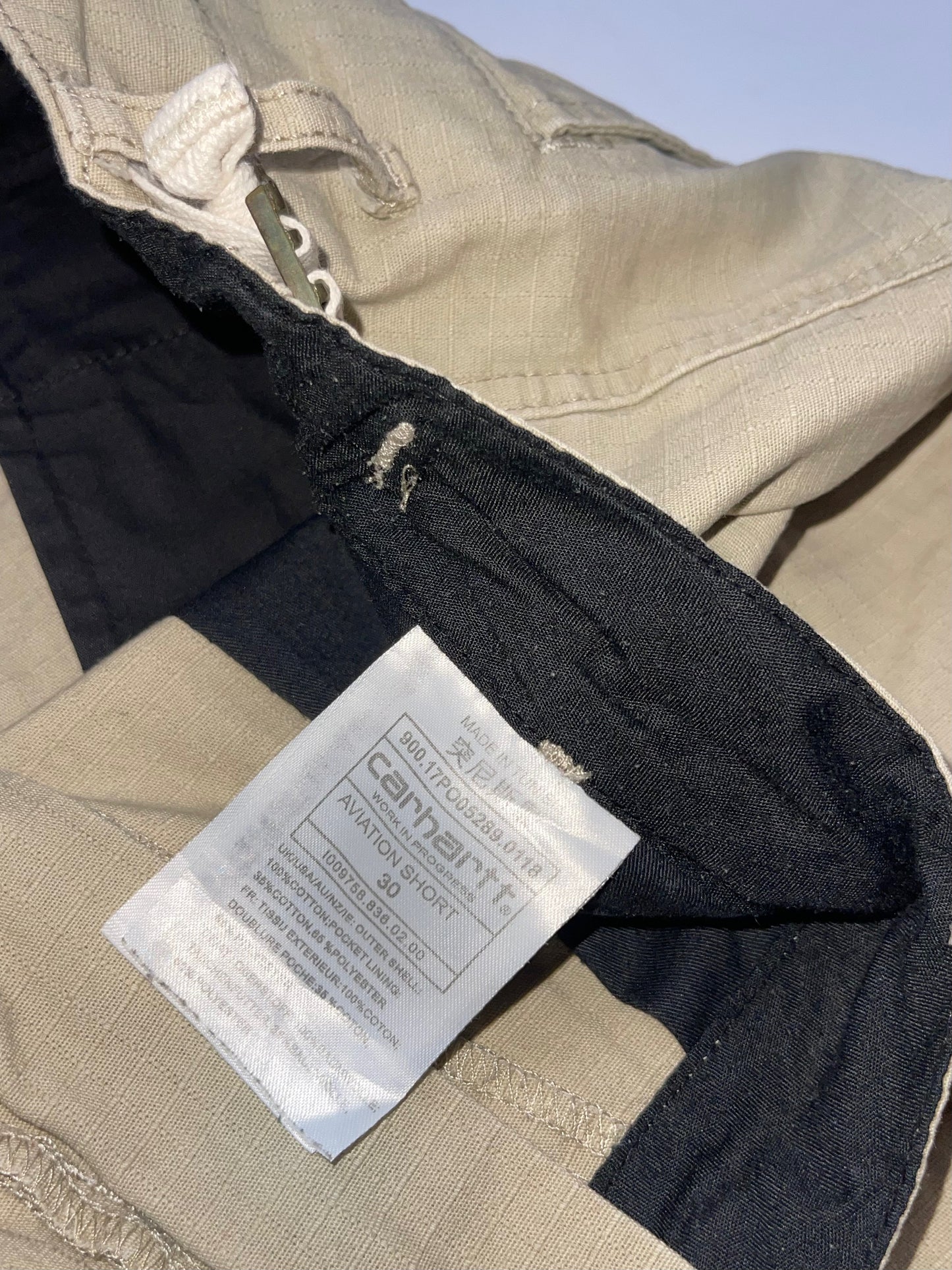 CARHARTT BEIGE AVIATION SHORT BERMUDA PANTS