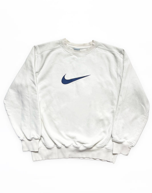 NIKE EARLY 2000s CENTER SWOOSH WHITE CREWNECK SWEATSHIRT