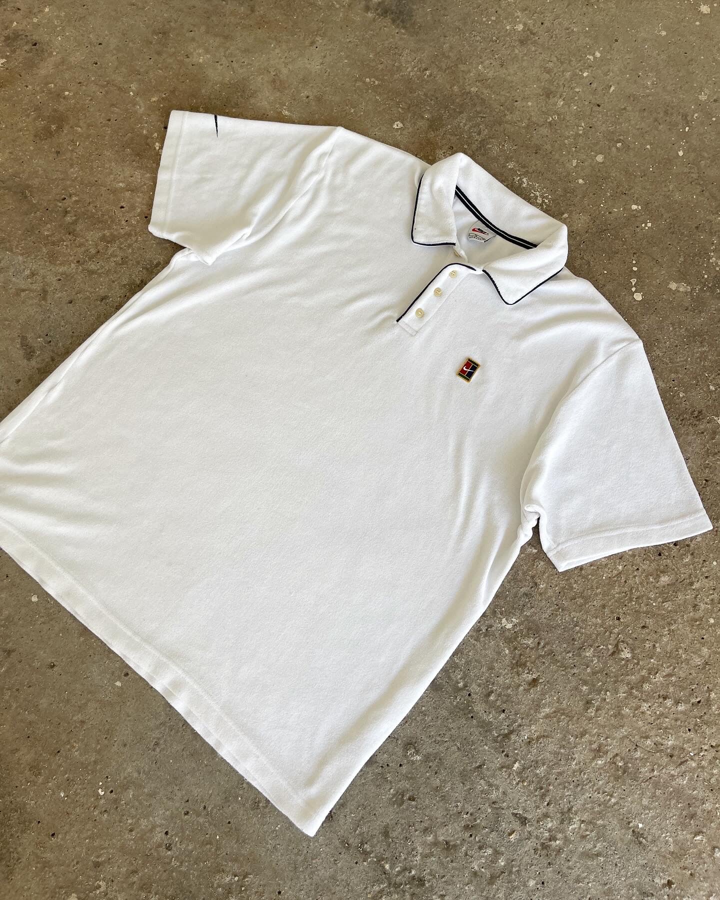 NIKE 90s WHITE TERRY POLO T-SHIRT