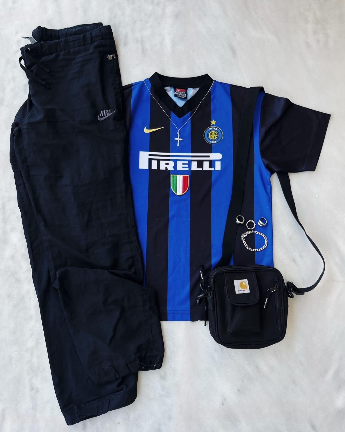 NIKE 2000s BLACK NYLON TRACKPANTS