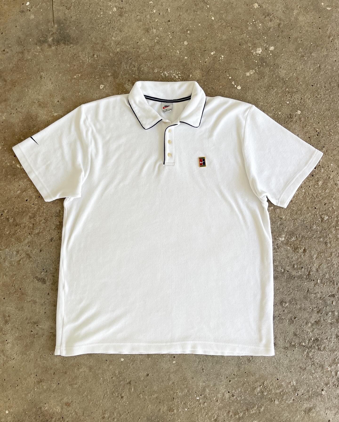 NIKE 90s WHITE TERRY POLO T-SHIRT