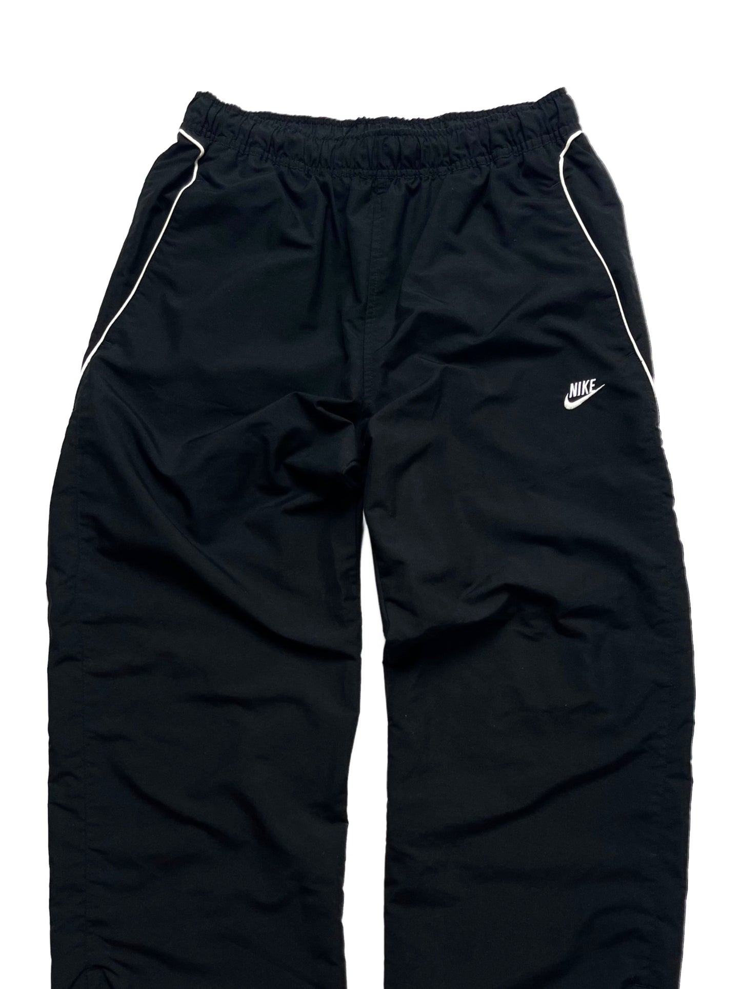 NIKE LATE 2000s BLACK NYLON TRACKPANTS