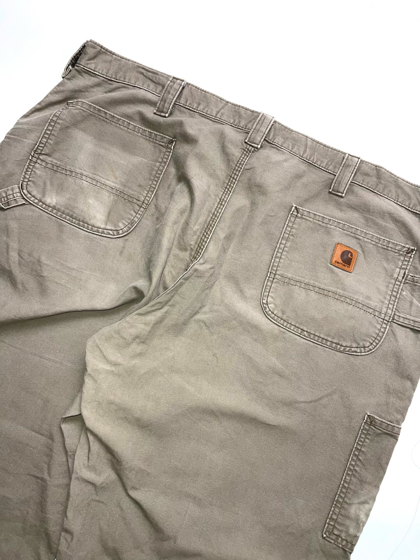 CARHARTT BEIGE THRASHED CARPENTER PANTS