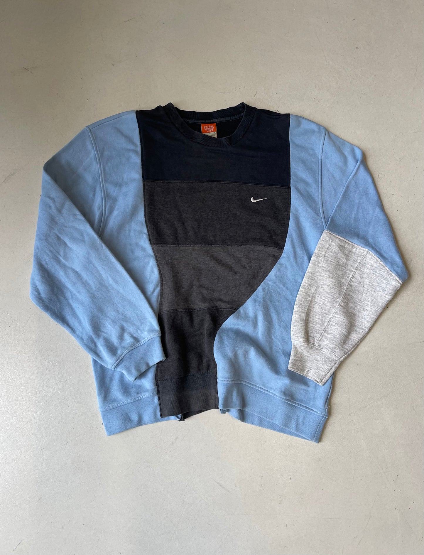 NIKE AMAZING RETRO WAVY BABY BLUE REWORKED SWEATSHIRT WITH GREY DETAILS