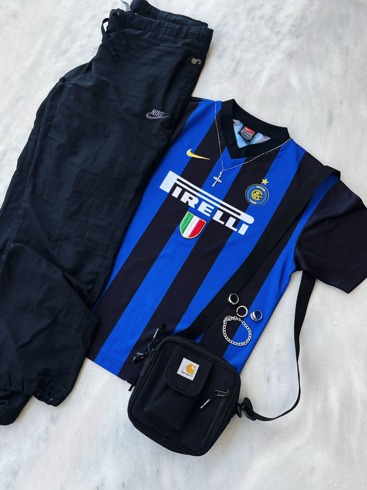 NIKE 2000s BLACK NYLON TRACKPANTS