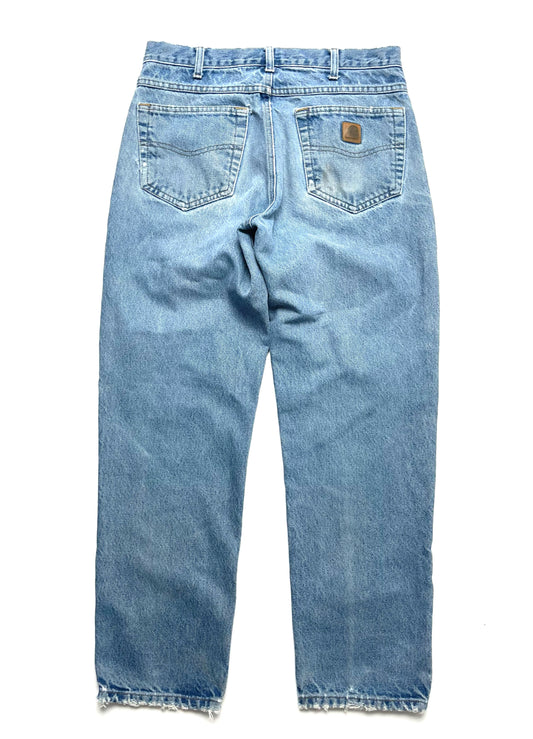 CARHARTT DISTRESSED DENIM PANTS WITH CUTS
