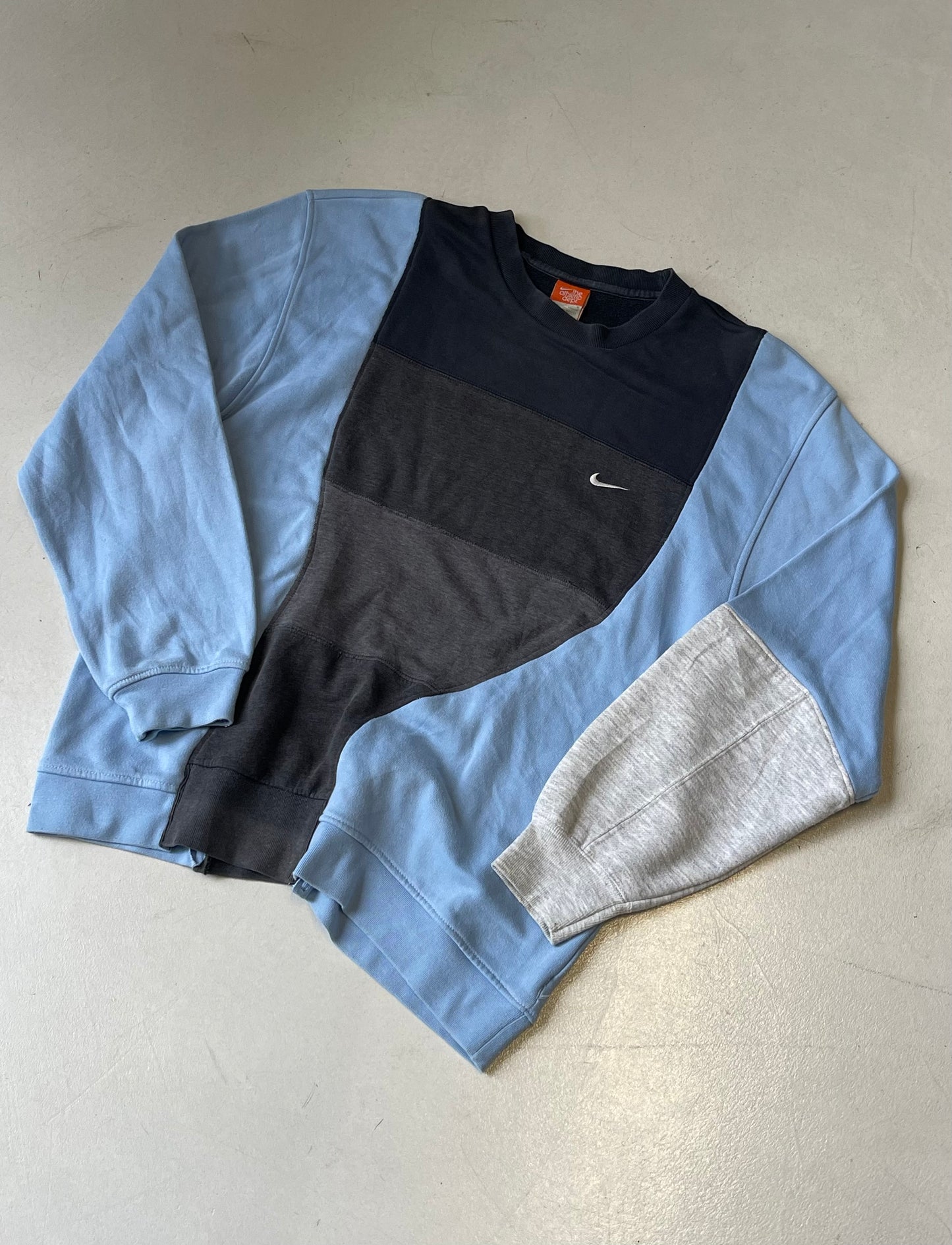 NIKE AMAZING RETRO WAVY BABY BLUE REWORKED SWEATSHIRT WITH GREY DETAILS