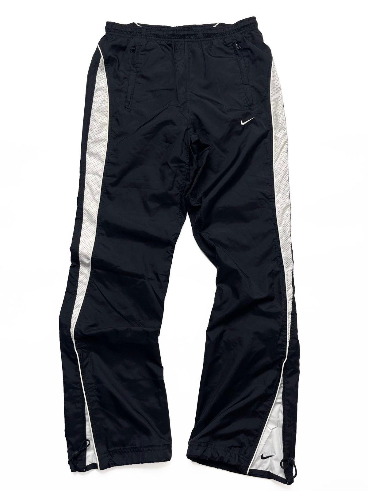 NIKE EARLY 2000s BLACK NYLON TRACKPANTS