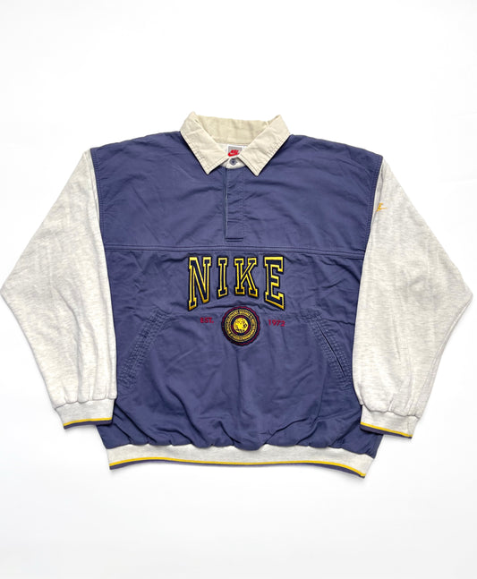 NIKE 1990s VINTAGE EMBROIDERED SPELL OUT COLLARED SWEATSHIRT