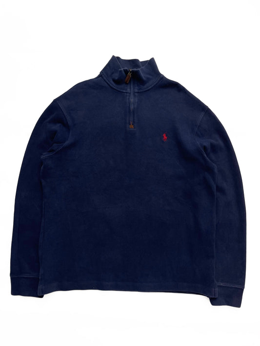 POLO RALPH LAUREN NAVY BLUE QUARTER 1/4 ZIP SWEATER