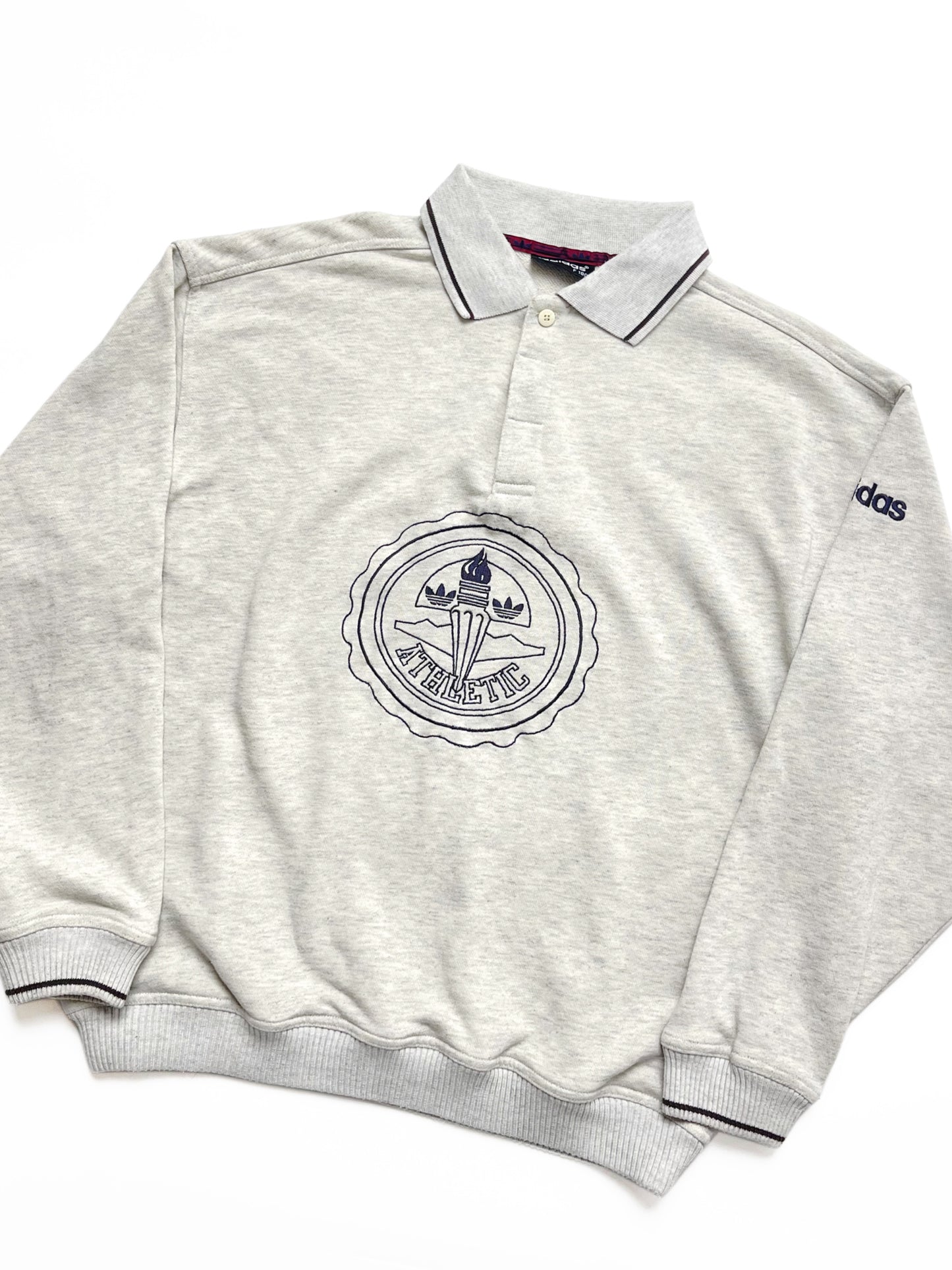 ADIDAS 90s BEIGE/GREY COLLARED SWEATSHIRT