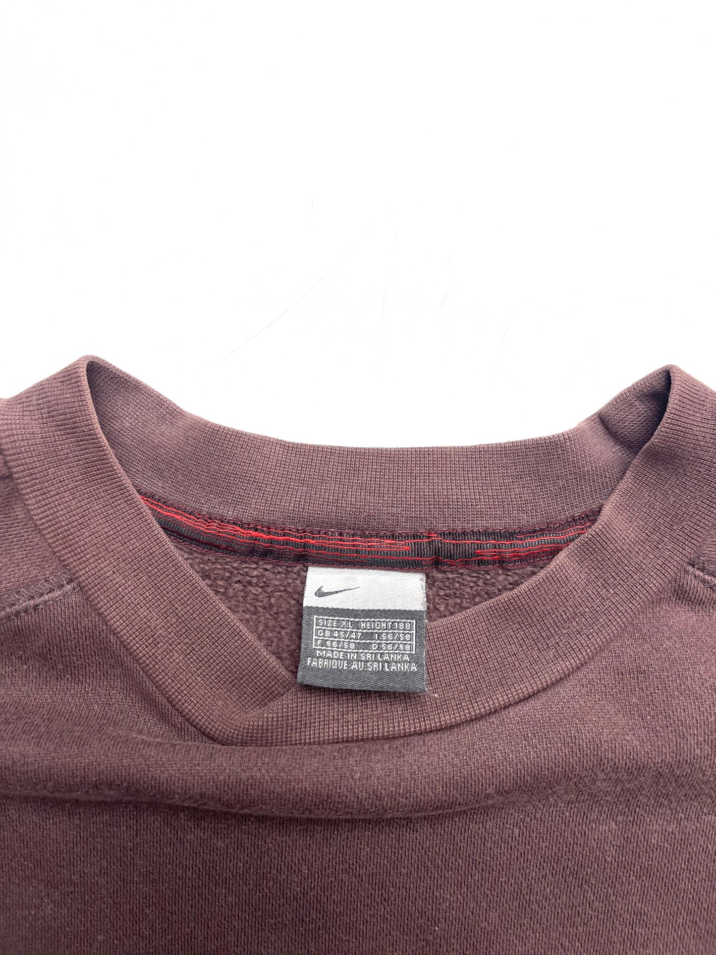 NIKE EARLY 2000s BROWN TECHNICAL EMBROIDERED SPELLOUT CREWNECK SWEATSHIRT