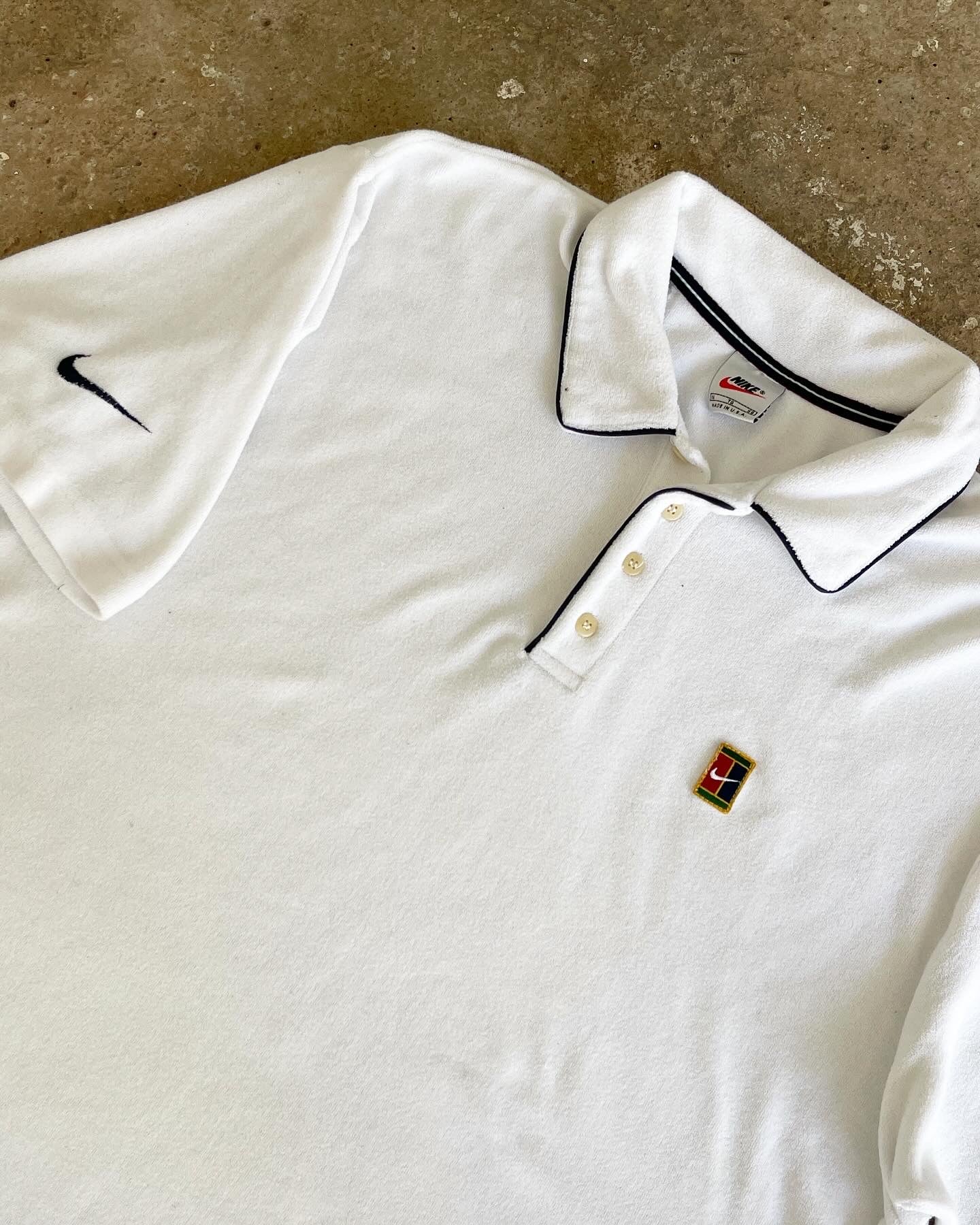 NIKE 90s WHITE TERRY POLO T-SHIRT
