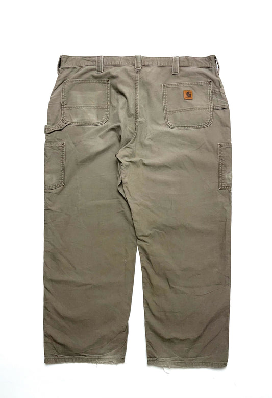 CARHARTT BEIGE THRASHED CARPENTER PANTS