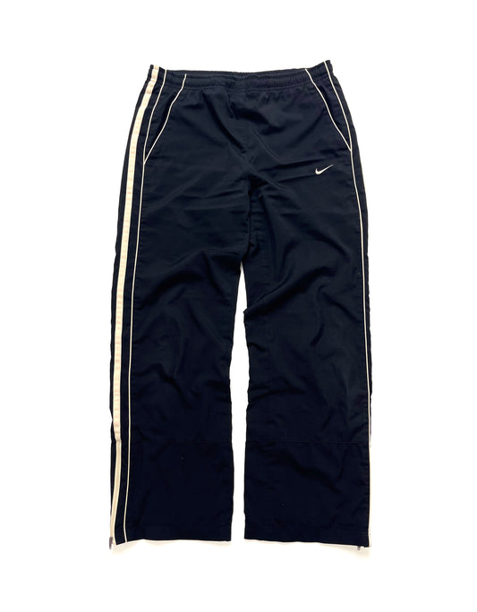 NIKE EARLY 2000s BLACK TRACKPANTS WITH BEIGE STRIPES