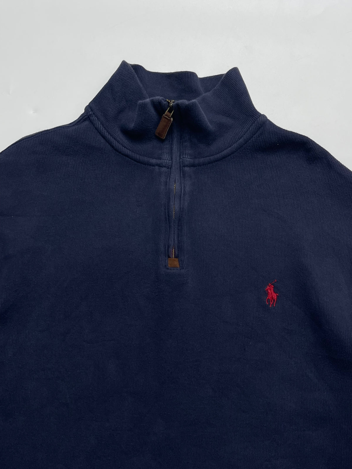 POLO RALPH LAUREN NAVY BLUE QUARTER 1/4 ZIP SWEATER