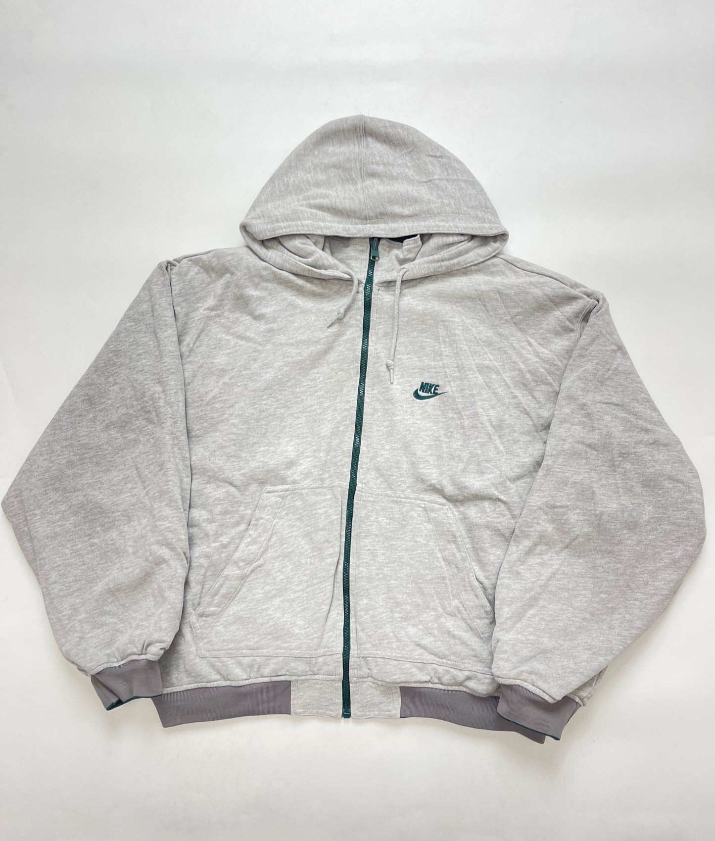 NIKE 1990s VINTAGE GREEN-GREY BIG LOGO REVERSIBLE JACKET