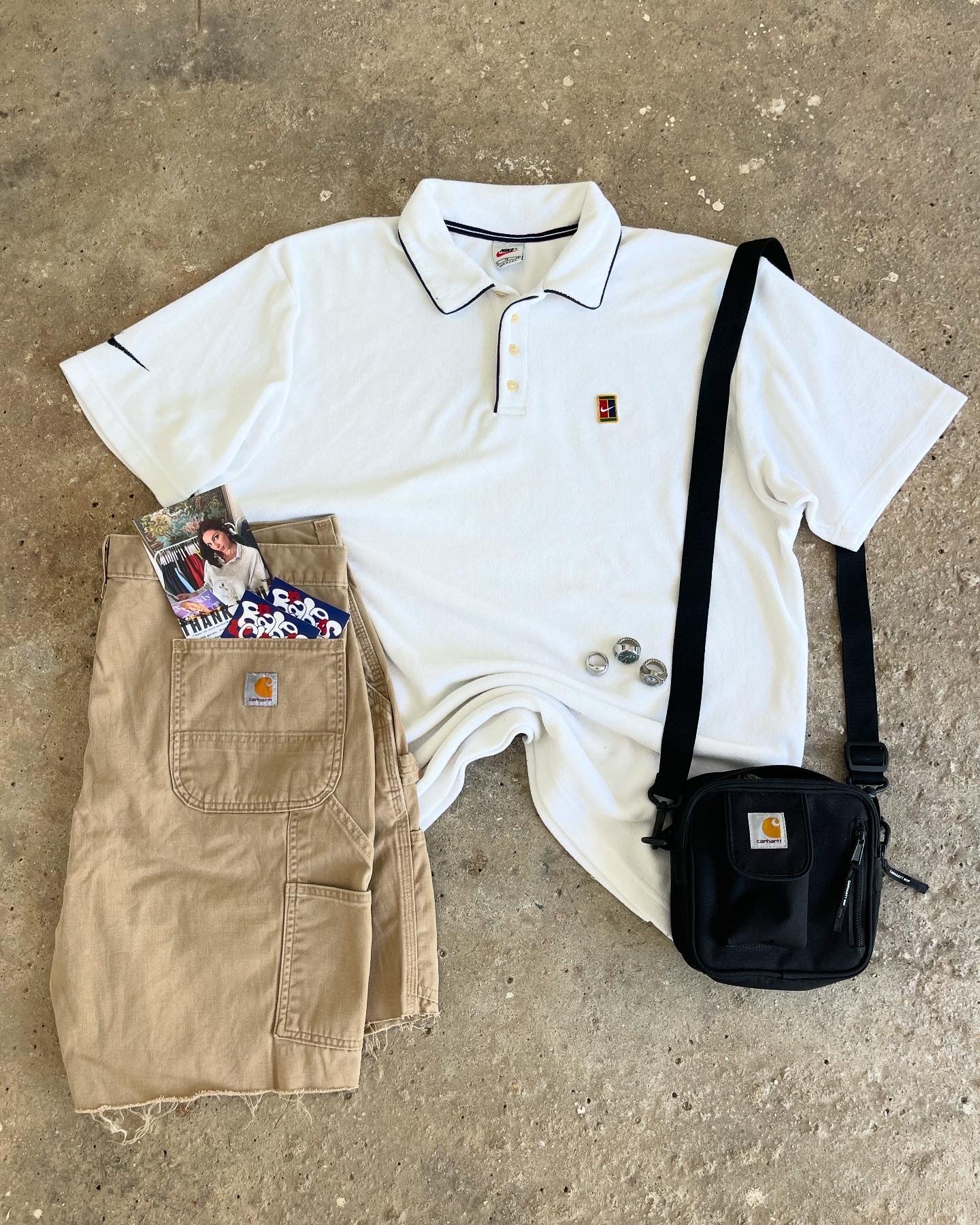 NIKE 90s WHITE TERRY POLO T-SHIRT
