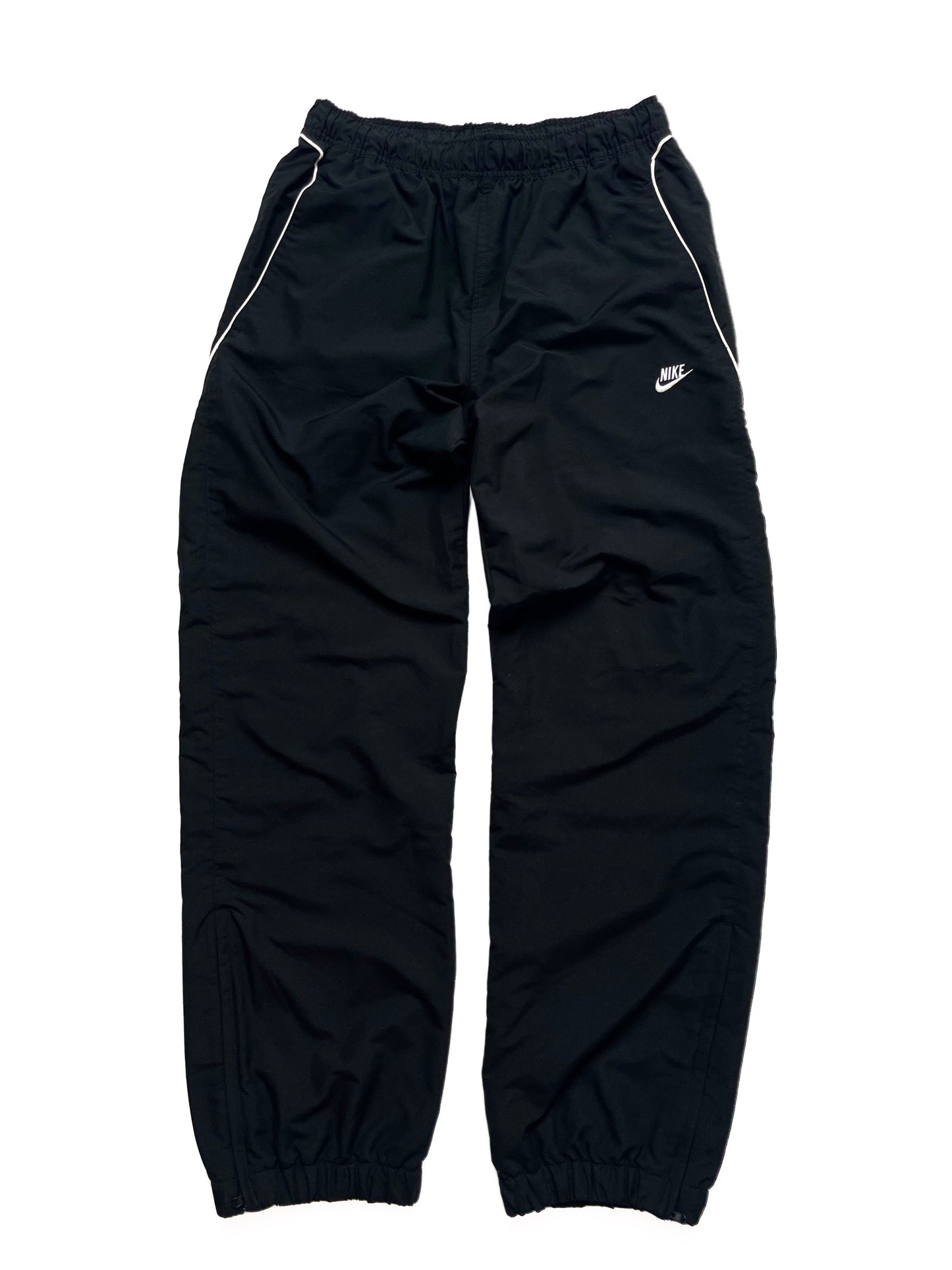 NIKE LATE 2000s BLACK NYLON TRACKPANTS