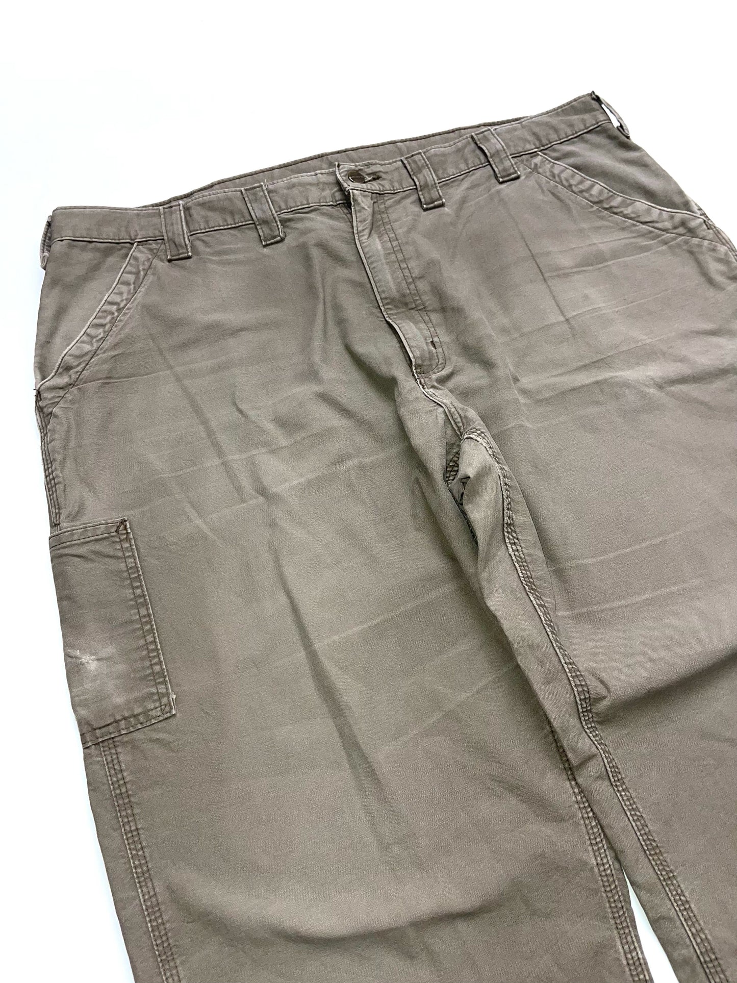 CARHARTT BEIGE THRASHED CARPENTER PANTS