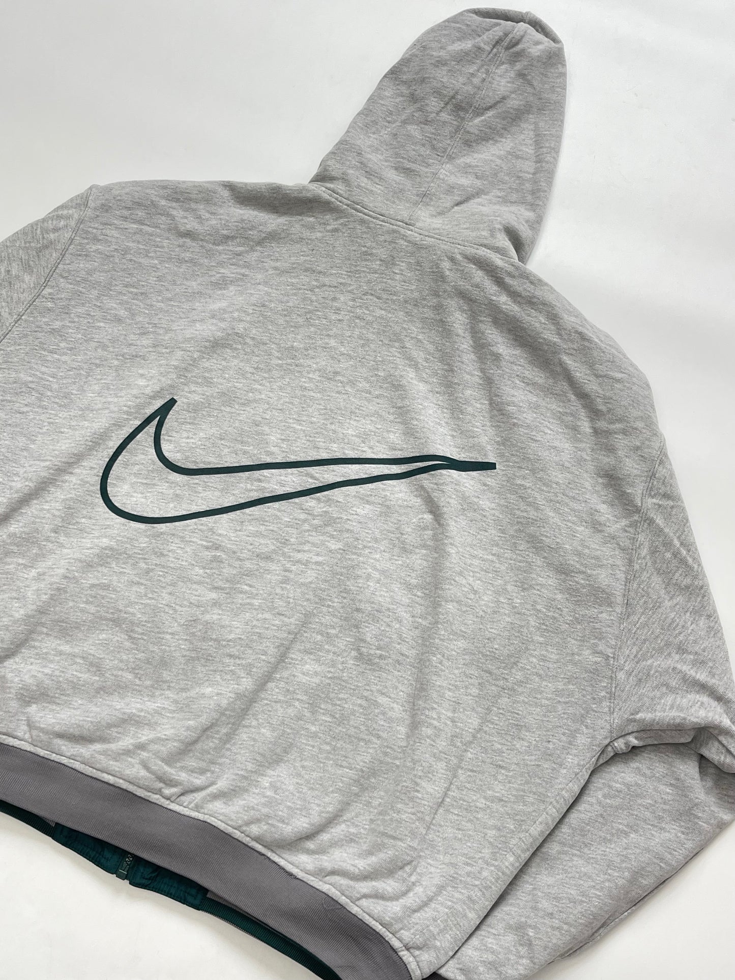 NIKE 1990s VINTAGE GREEN-GREY BIG LOGO REVERSIBLE JACKET
