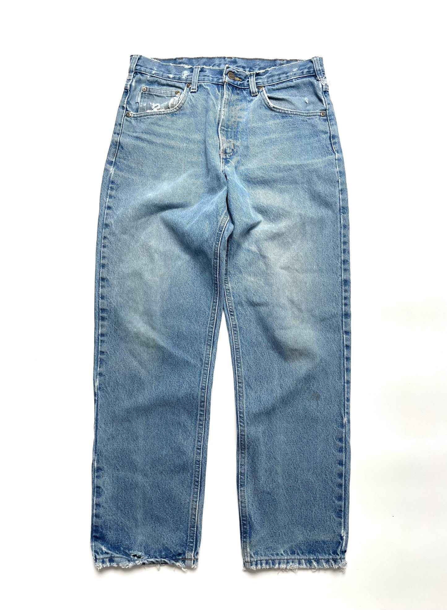 CARHARTT DISTRESSED DENIM PANTS WITH CUTS