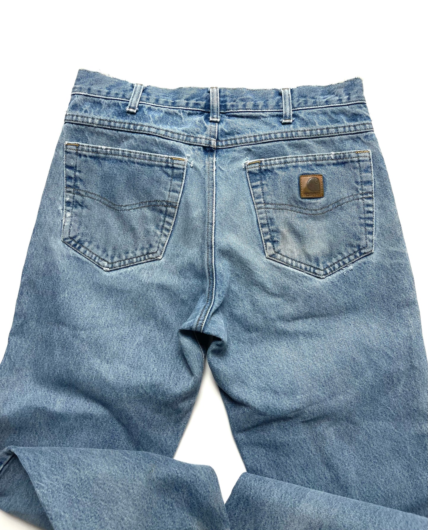 CARHARTT DISTRESSED DENIM PANTS WITH CUTS